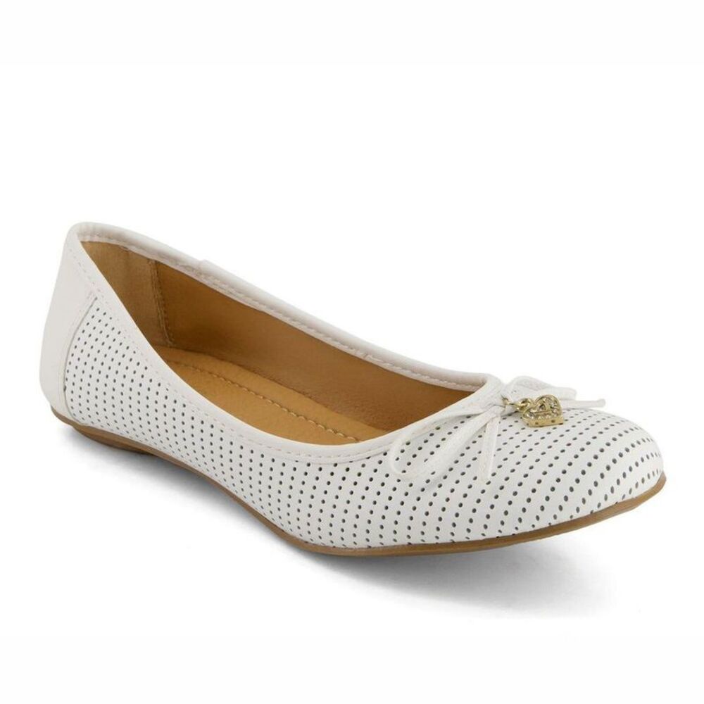Andrea Women's Laser Cut Pattern Ballerinas 69431 White 8